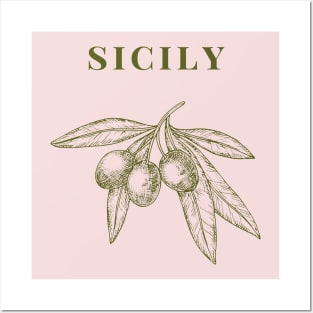 Sicily Olive Branch Italy Design Posters and Art